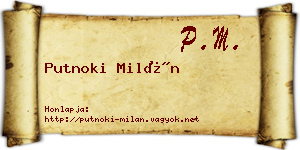 Putnoki Milán névjegykártya